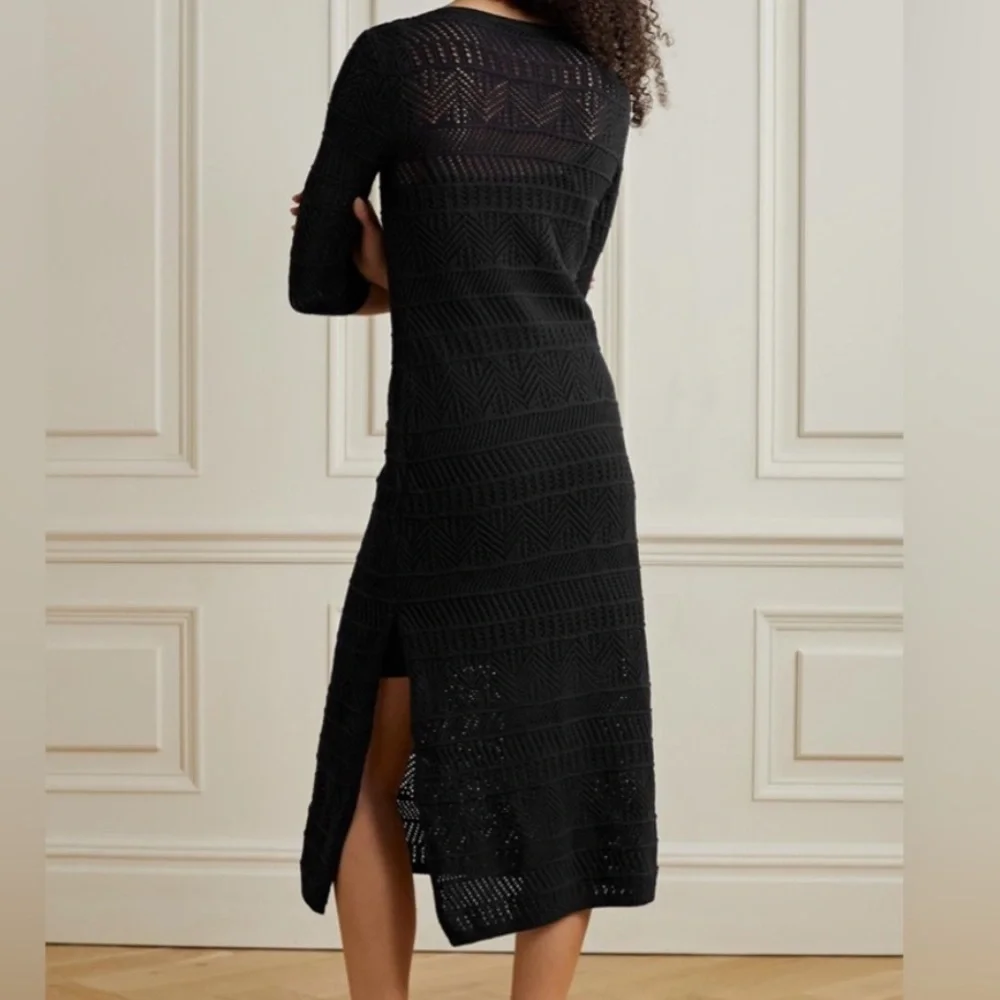 Rag & Bone Renee Crochet Knit Midi Dress Black NWOT